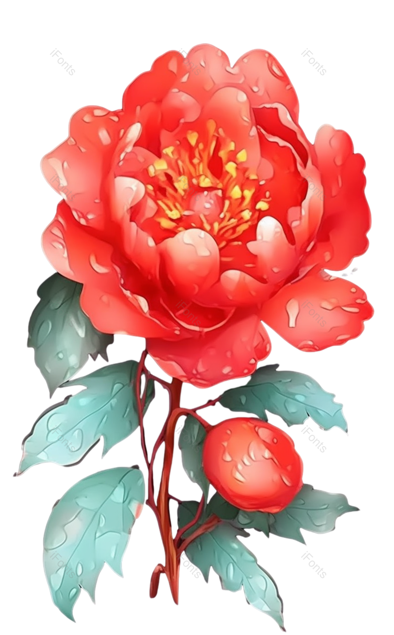 红色的花图片,黑色背景元素,植物PNG,免抠素材